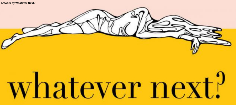 A whatever next banner with artwork on it